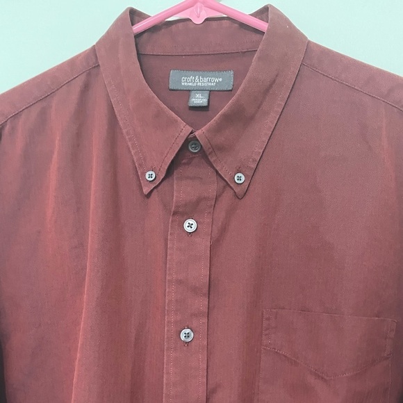 croft & barrow maroon colored button up shirt with one pocket size XL - Picture 6 of 6